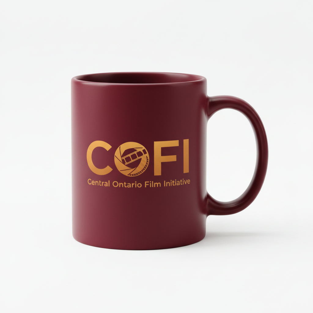 COFI Glossy Mug - Burgundy with Gold Logo